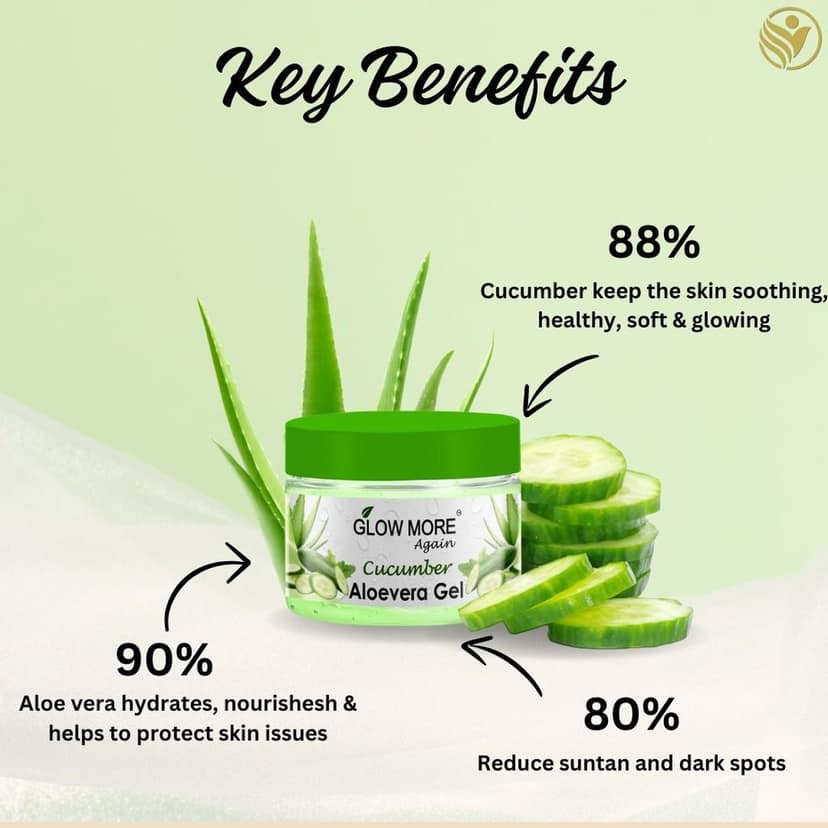 Glow More Again Cucumber Aloevera Gel ( Disappears dark circles and dark spots, Tighten pores, Brings natural glow to skin.) view 3