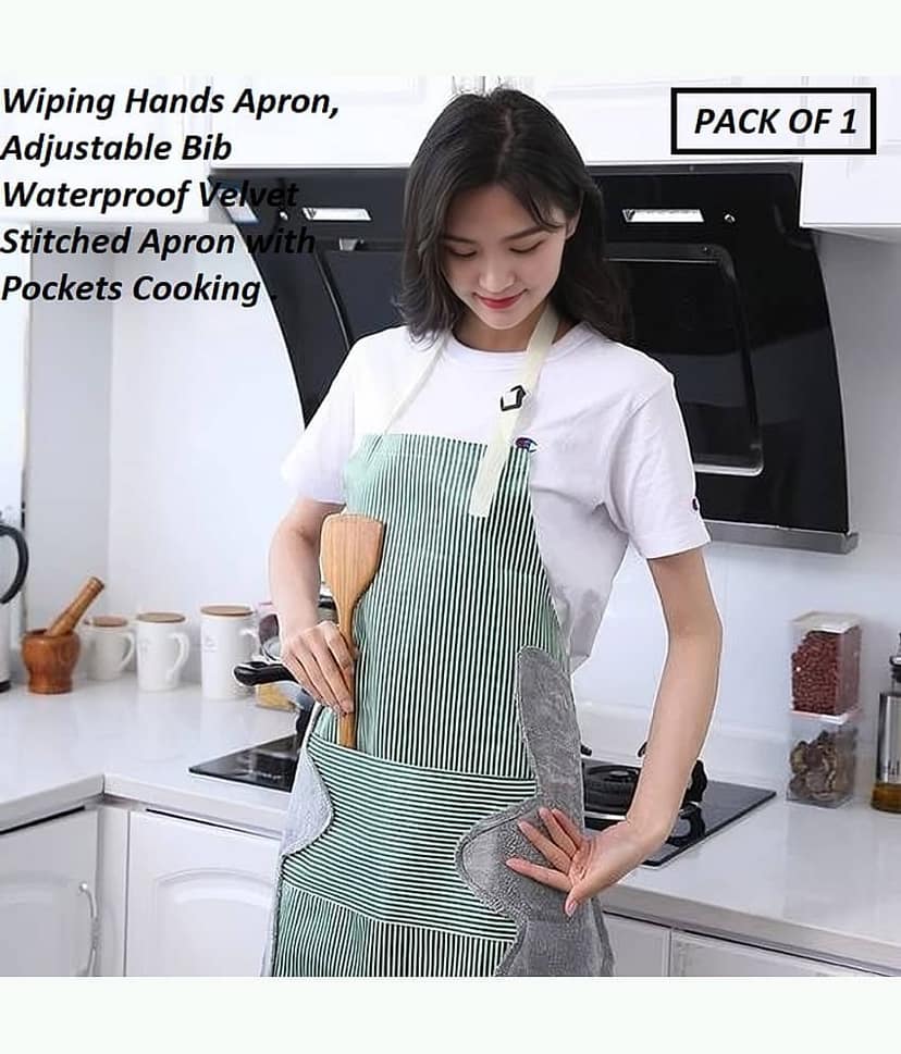 purple dust PVC Stripes Kitchen Apron with 2 Center Pocket ( Pack of 1 )