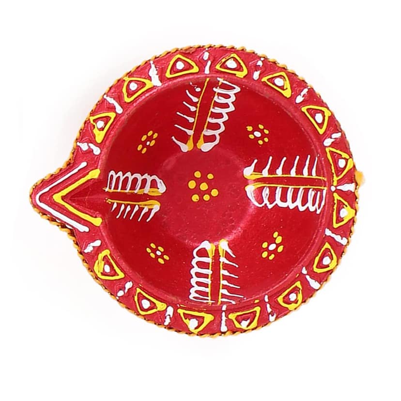 Mitti ke Decorative Diye - 12 Pcs (Can Filled up by Any Oil) view 2