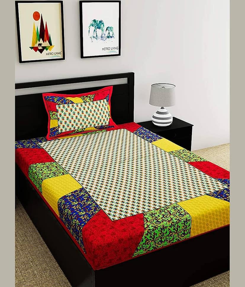 Uniqchoice Cotton Single Bedsheet ( Blue )