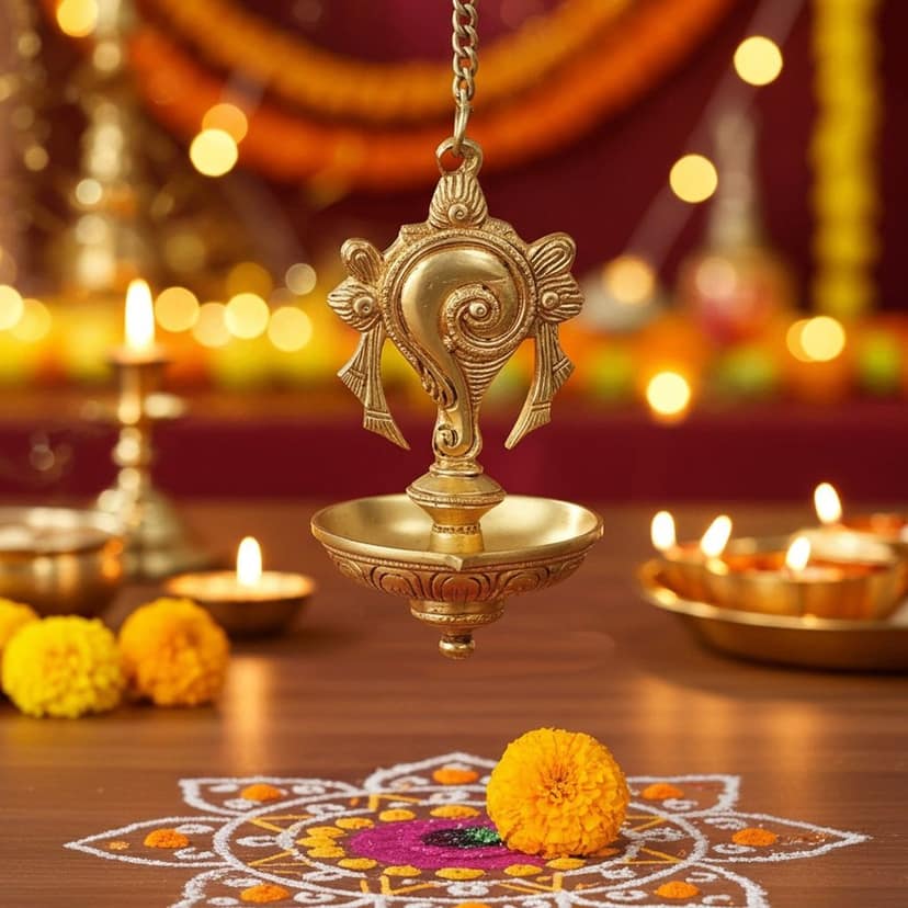 Brass Wall Hanging Shank Deepak (BSMAS898 A)