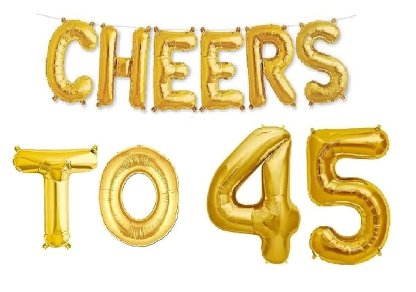 Partyzon Gold Cheers to Birthday Foil Balloon Combo Party Decoration for Anniversary Celebration 16 Inches
