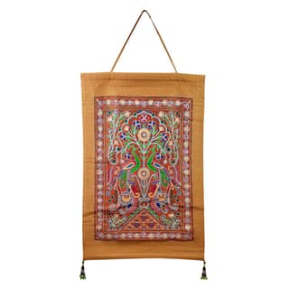 Garvi Gurjari (A Gujarat Govt Enterprise Cotton Golden Hand Embroidered Wall Hangings/Decor (25� x 16�)