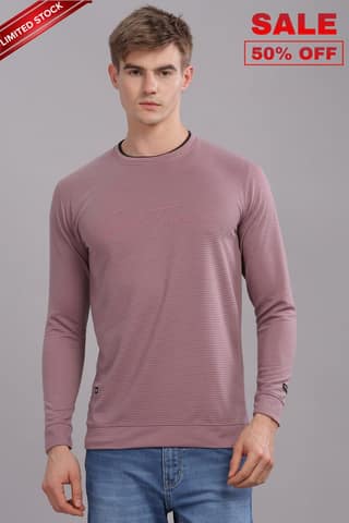 Men Printed Round Neck Poly Cotton Brown T-Shirt
