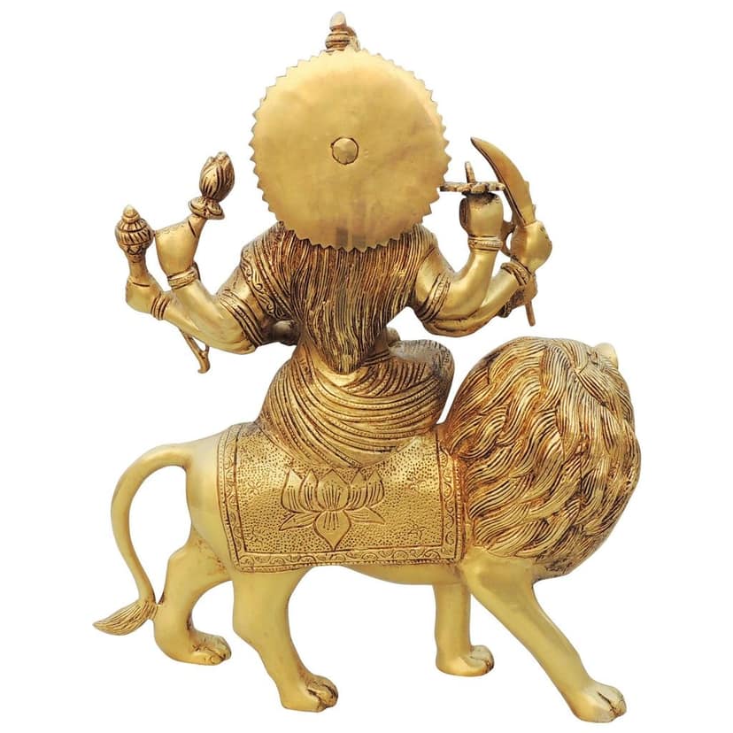 Brass Durga Ji God Idol Statue - Exquisite Brass Temple Showpiece, Height : 17 Inch (BSMAS1455 G) view 3