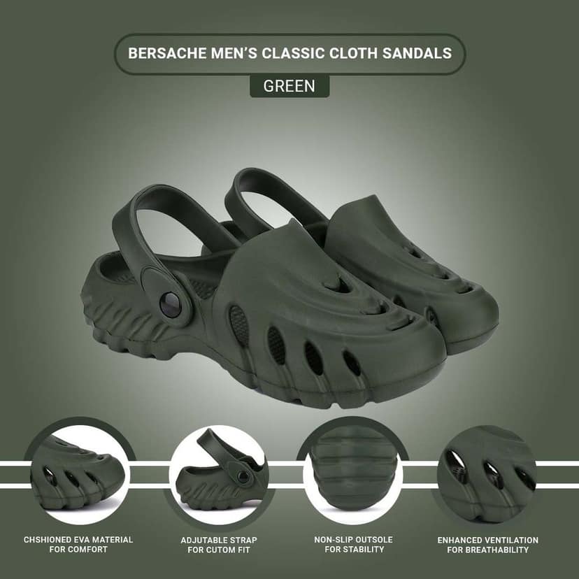 Bersache Extra Soft Classic Casual with Back Strap Regular wear with Ultra Soft & Flexibility Technology Clog for Men's view 5