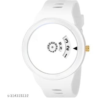 HRV White Fancy Hands Round Pu Boy and Men Watch view 2