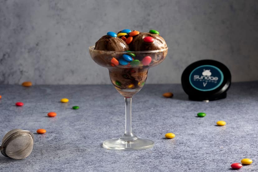 Gems chocolate sundae