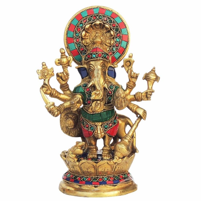 Brass Showpiece Drishti Ganesh Stone Statue (BSMAS878 B) view 2