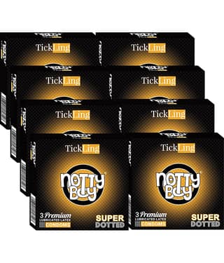 NottyBoy Extra Dotted Tick Ling Condoms Combo Pack - (8 Pack, 24Pcs)