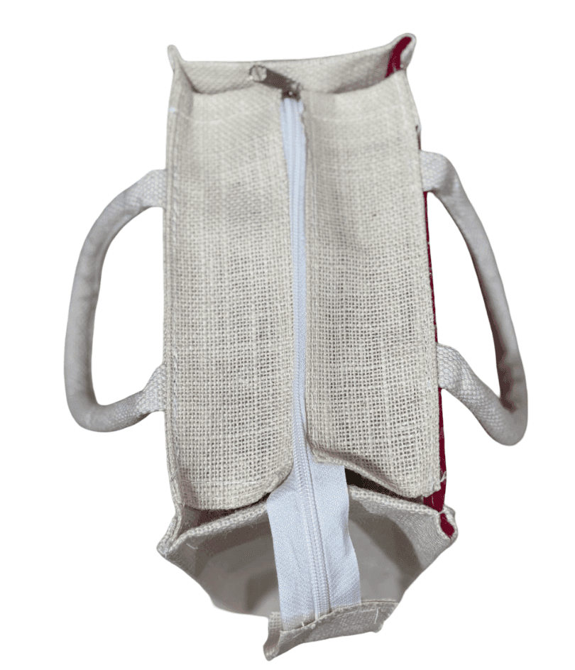 Ethnic Jute & Velvet redPaisley Gift Tote Bag - Reusable & Eco-Friendly view 2