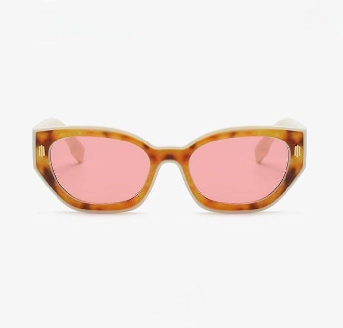 Eyenaks Designer Cat Eye Sunglass For Women | UV400 Protection | Stone Pattern | Durable Metal Hinges | Pack of 1 (Pink) view 3