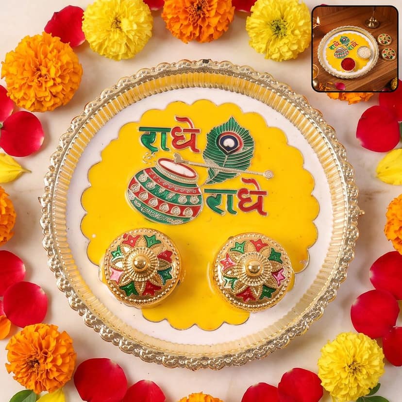 Traditional Kumkum Pooja Thali Set for Puja Rituals and Festivals