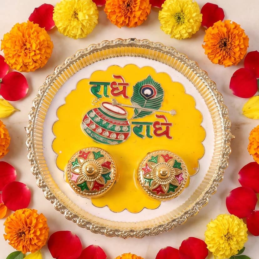 Traditional Kumkum Pooja Thali Set for Puja Rituals and Festivals view 3