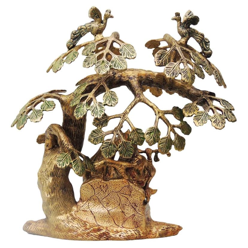 Brass Tree Radha Krishna Idol - Colour Finish Decorative Statue, Height : 14 Inch (BSMAS482) view 3