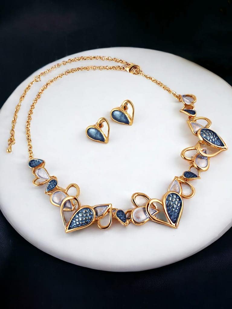 LUCKY JEWELLERY Fashion Jewelry for Women & Girls Heart Necklace Set | Necklace With Earrings| Birthday Gift for Women Anniversary Gift for Wife Valentine Gift for Girls (480-CHSM1-1160-GR) view 2