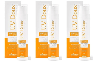 Brinton UvDoux Sunscreen Lotion with SPF 30 in Oil Free Formula| Light Weight & Non Greasy Sunscreen|Protection against UVA/UVB Rays| 50 ML x Pack of 3