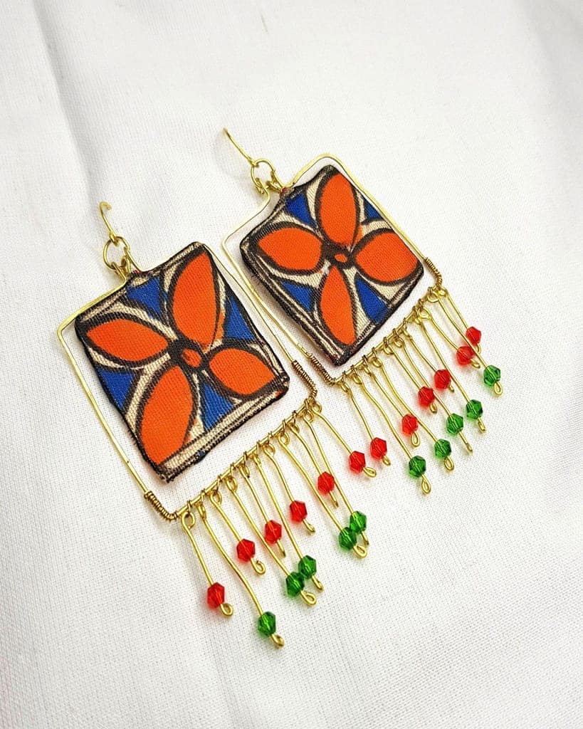 Mithila Tales Palash Upcycled Handmade Earrings view 2