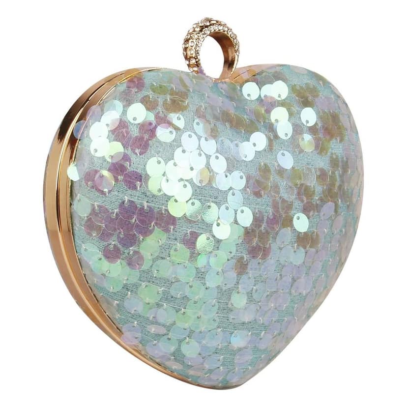 Vdesi Blue Sequins Heart Clutch view 2