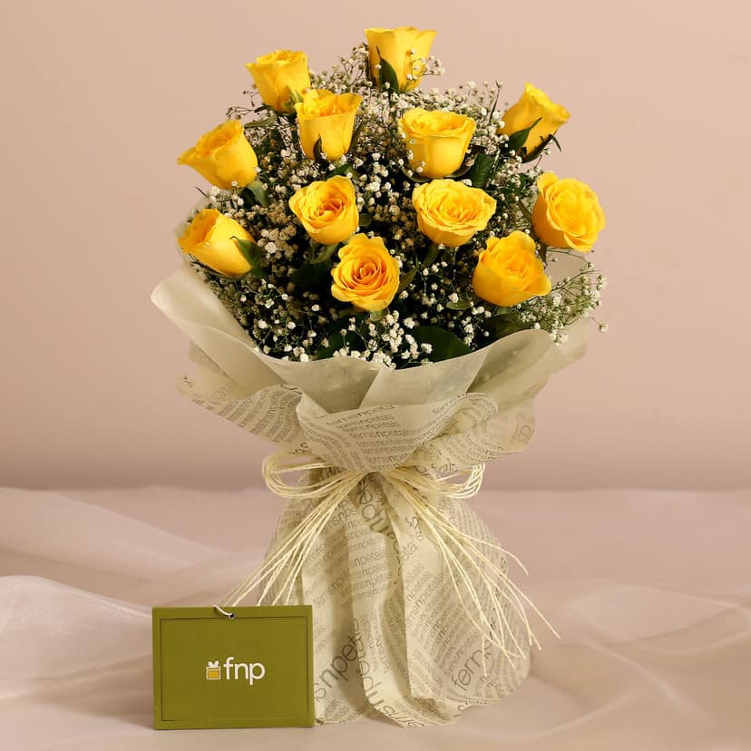 Joyful Vibe Yellow Roses Bouquet