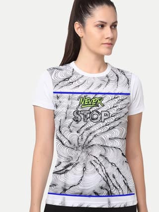 Women White Graphic Printed Gym T-shirt