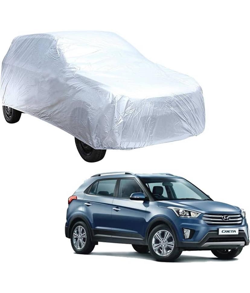 Autoretail Silver Color Dust Proof Car Body Polyster Cover Without Mirror Pocket Polyster For Hyundai Creta