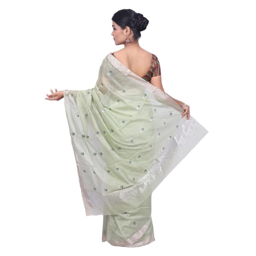 HANDLOOM CHANDERI SAREE- MERCERISED(COTTON+SILK MIX) WITH BLOUSE (SKU - 1SC101170322 SAREE- 76) view 2