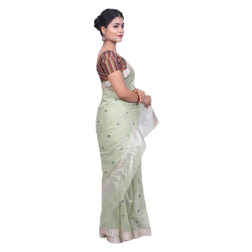 HANDLOOM CHANDERI SAREE- MERCERISED(COTTON+SILK MIX) WITH BLOUSE (SKU - 1SC101170322 SAREE- 76) view 3