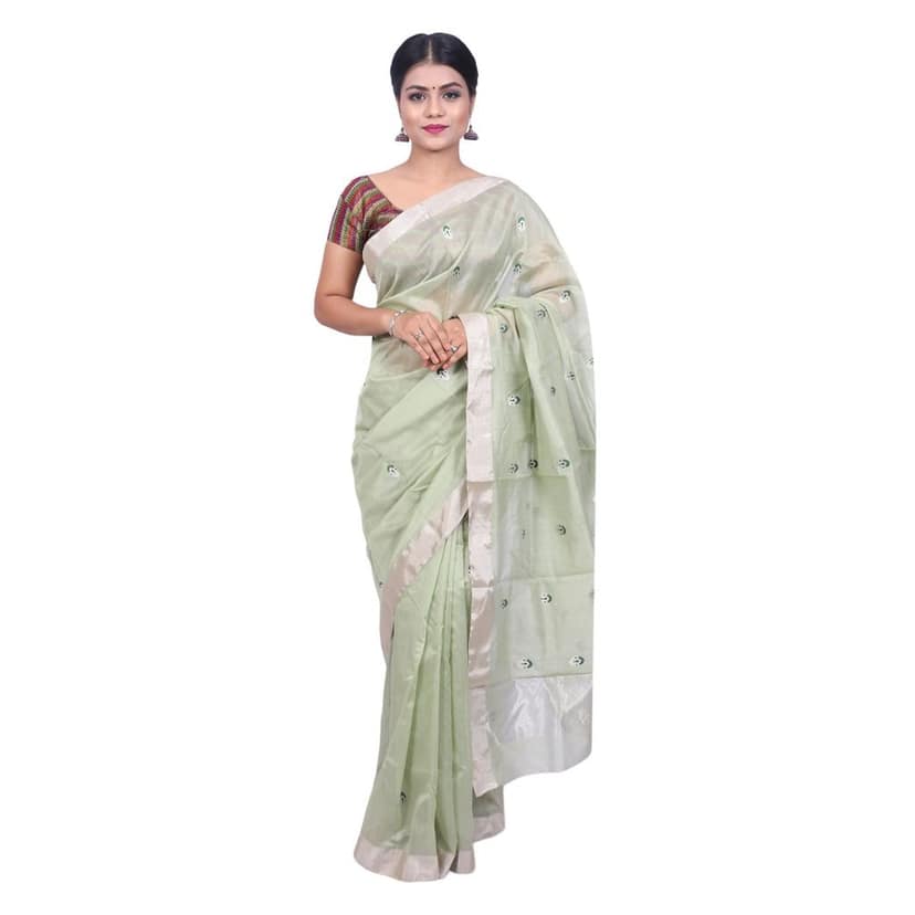 HANDLOOM CHANDERI SAREE- MERCERISED(COTTON+SILK MIX) WITH BLOUSE (SKU - 1SC101170322 SAREE- 76) view 4