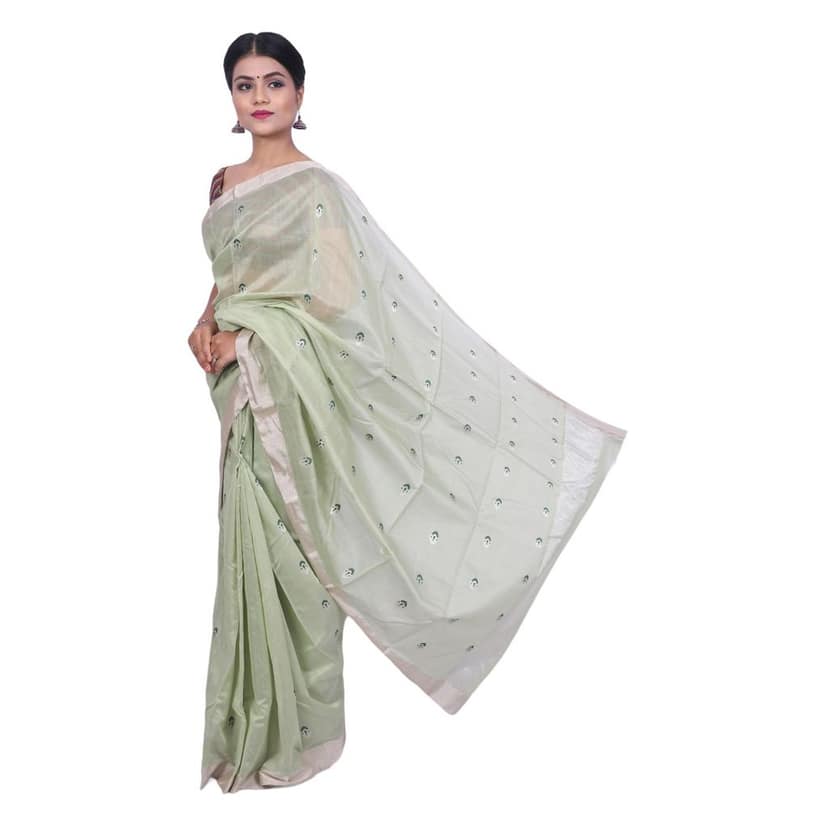 HANDLOOM CHANDERI SAREE- MERCERISED(COTTON+SILK MIX) WITH BLOUSE (SKU - 1SC101170322 SAREE- 76) view 5
