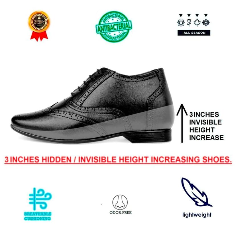 Men's 3 Inch Hidden Height Increasing Formal Work Wear Brogue Oxford Shoes view 3