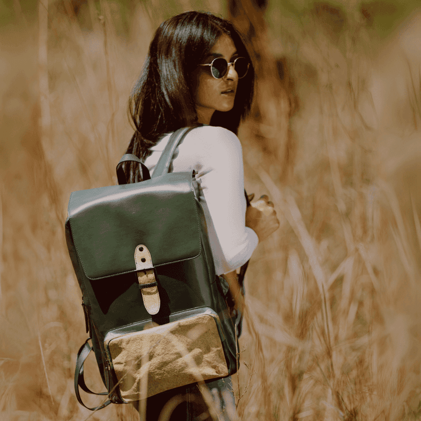Arden Vegan Leather Backpack - Green view 2