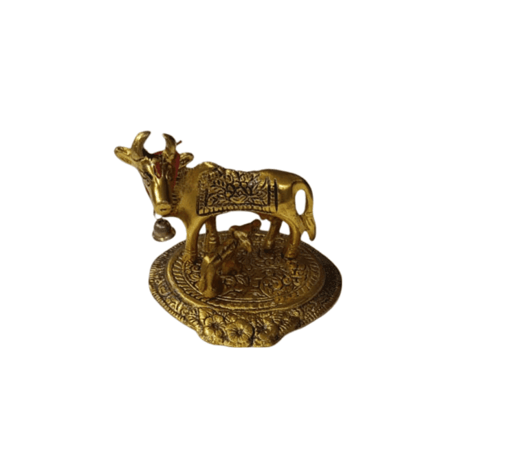 Kamdhenu Golden Cow and Calf Statue
