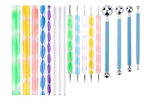 Dotting Tools Set with Mandala Dotting Stencils Templates Brushes and Paint Tray for Painting Rocks Drawing Drafting Kids Crafts & Nail Art (17 Pcs Mandala Set, Multicolor) view 2