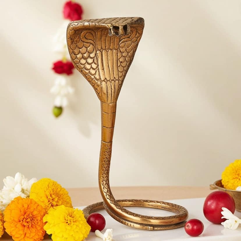 Copper Panch Mukhi Snake ? Five?Headed Naga Dev, 18 Inch, Height : 18 Inch (ZMAS312 E)