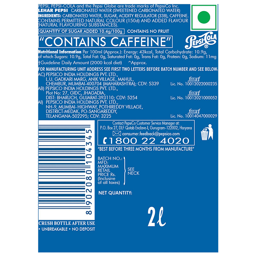 Pepsi Soft Drink, 2 L Bottle view 2