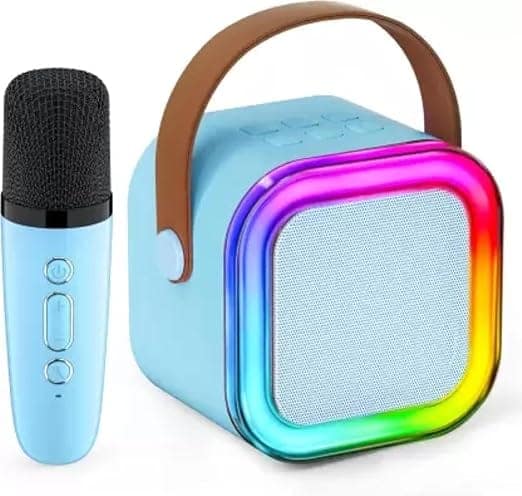 Rechargeable Karaoke Mic with Speaker for Singing | Wireless Mini Portable Bluetooth Speaker with Microphone & LED Lights | Cute Birthday Gift for Kids Musical Toys for Boys, Girls and Adults view 3