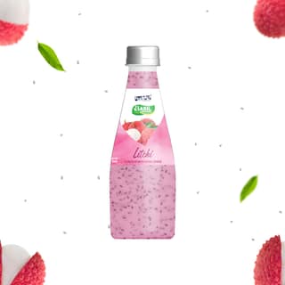 Habhit Basil Seeds Licthi Juices, 300 ml - Pack of 6