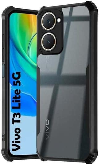 PLUGTECH Slim Shockproof Case | Matte Black Soft | Drop Protection | Precise Cutouts | Premium Mobile Cover for Vivo T3 Lite 5G