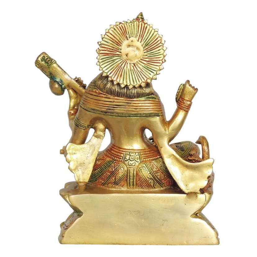Brass Saraswati Ji God Idol - Handcrafted Decorative Murti, Height : 9 Inch (BSMAS1413 I) view 3