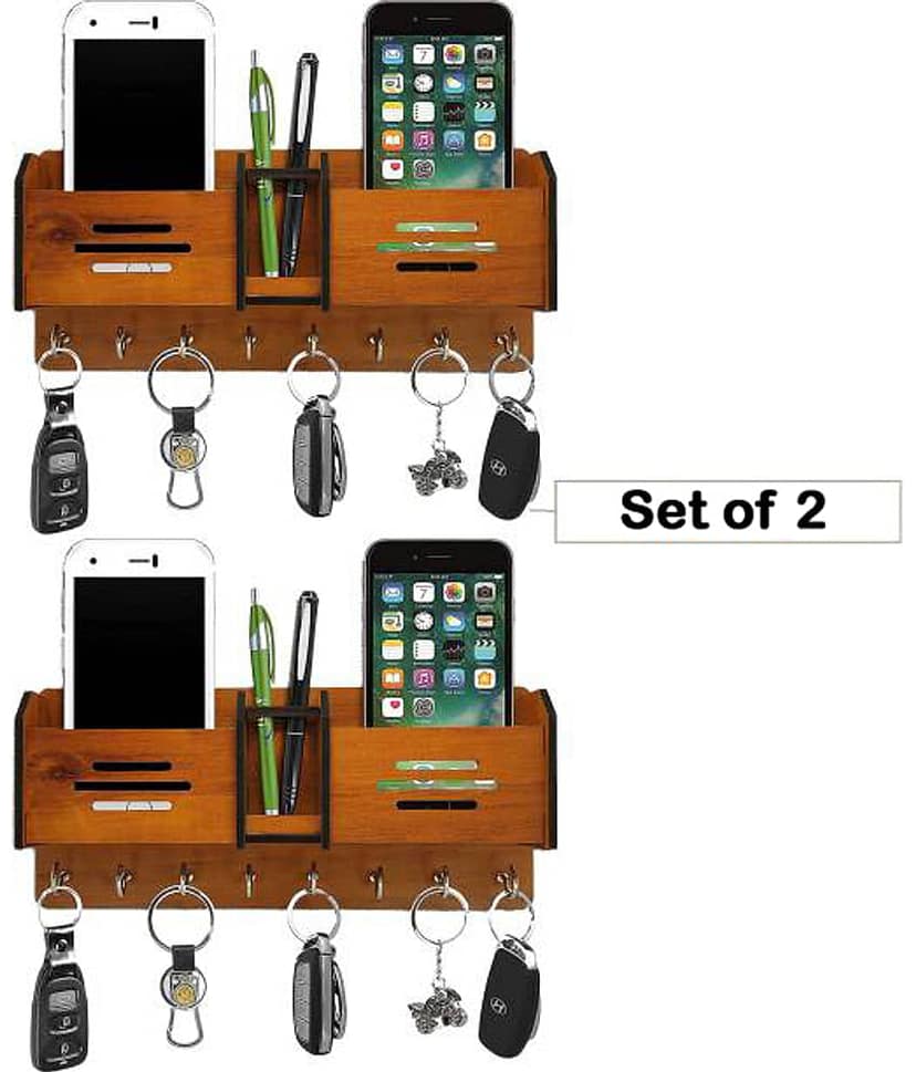 Arpita Crafts Brown Wood Key Holder - Pack of 2