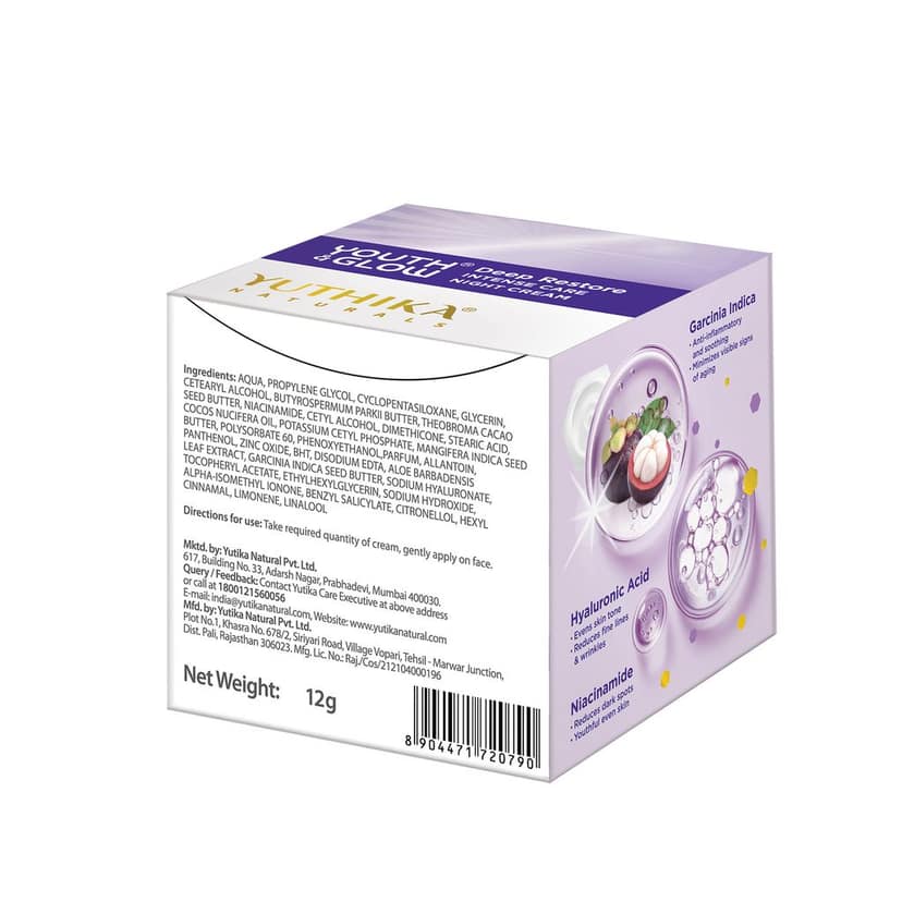 Yuthika Youth & Glow Deep Restore Intense Night Cream for All Skin Types 12g Pack of 5, Dermatologically Tested view 2