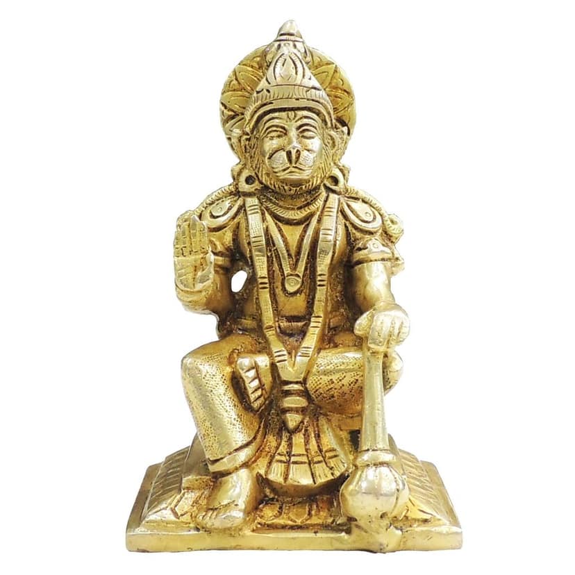 Brass Hanuman Ji Idol Statue for Home Temple, Small Size, Height : 6 Inch (BSMAS1333 H) view 2