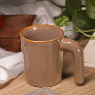 Handcrafted Brown Ceramic Coffee Cups Pack of 2 Microwave Safe