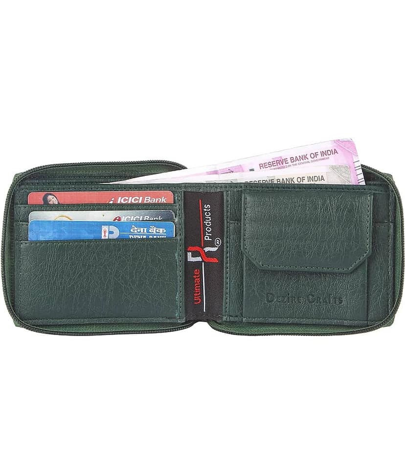 Dezire Crafts PU Printed Men's Regular Wallet With 4 Slots For Card ( Green , Pack of 1 ) view 2