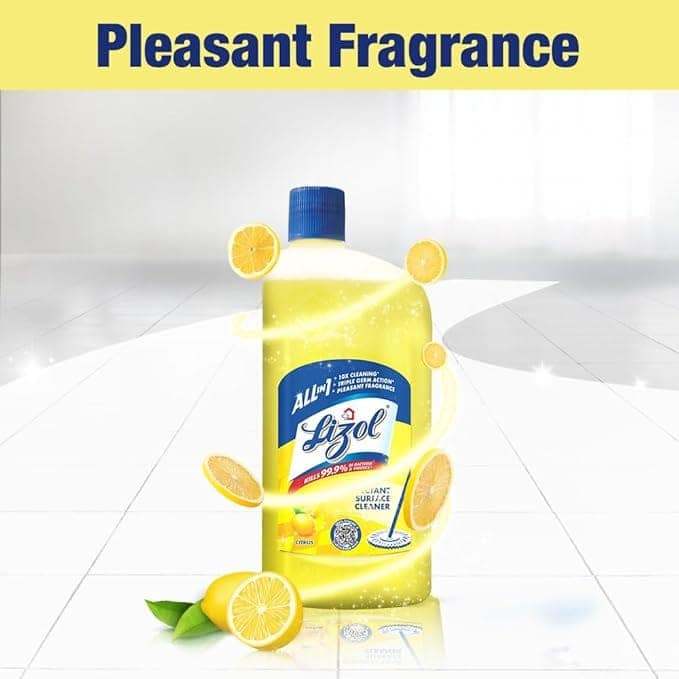 Lizol Citrus Surface Cleaner, 10x Cleaning, Triple Germ Action, 500ml view 2