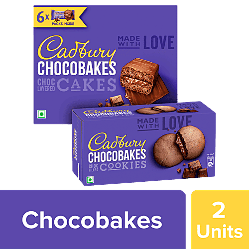 Cadbury Choc Layered Cakes-Family Pack,126 g + Choc Filled Cookies-Family Pack, 150 g, Combo 2 Items