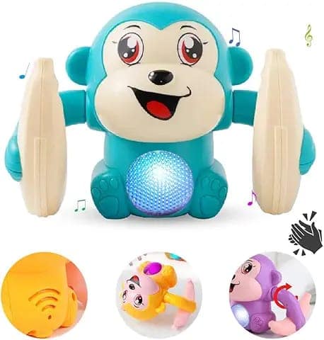 Wembley Dancing Monkey Musical Toy for Kids Baby Spinning Rolling Doll Tumble Toy with Voice Control Musical Light and Sound Effects with Sensor - ISI Mark - Multicolor view 2