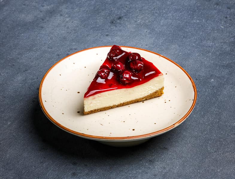 Dark cherry cheesecake slice