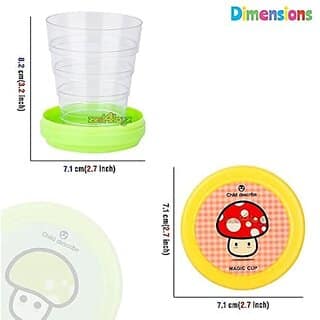 Magic Cup for Kids,Set of 2 Folding Collapsible, Mug Glass for Travel, Outdoors, Hiking,Multi Colour Plastic Tumbler (0